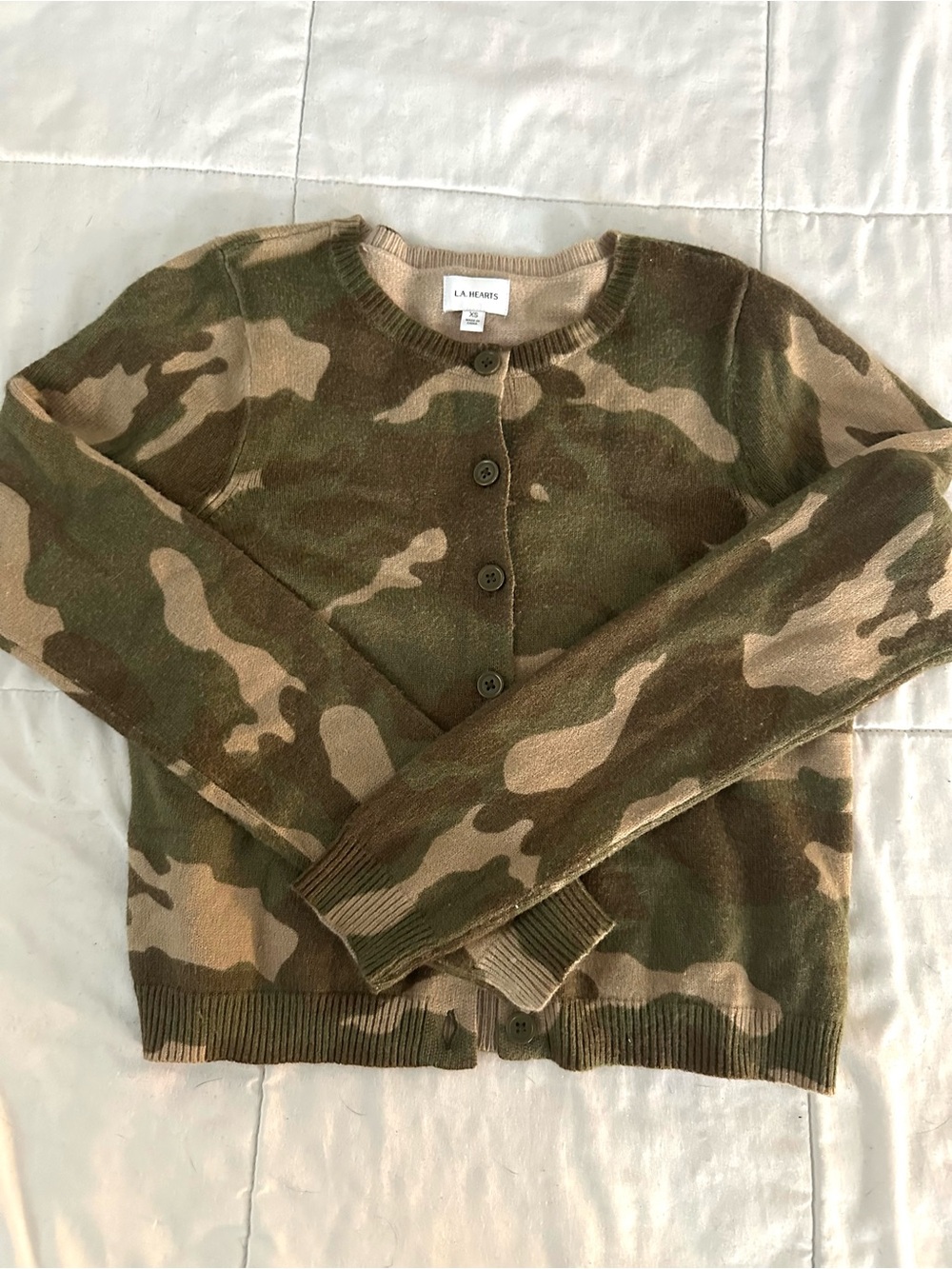 PacSun Women's Camo Button-Up Cardigan - Olive & Tan